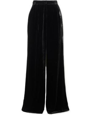 Saloni Velvet Wide-Leg Pants - Black