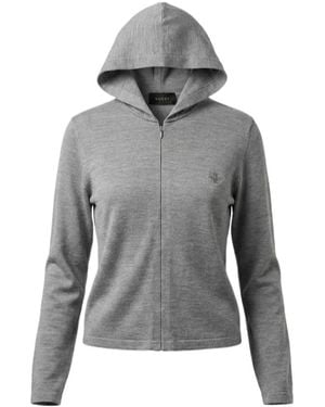 Gucci Wool Silk Blend Hooded Cardigan - Gray