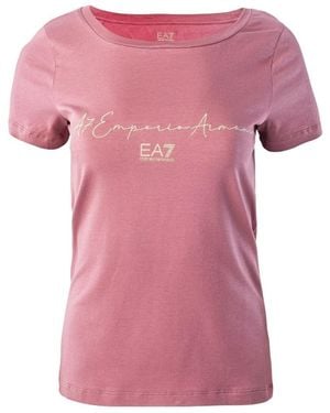 EA7 Logo Short-Sleeved T-Shirt - Pink
