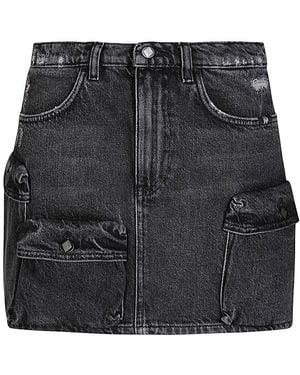 AMISH Belt-Loop Denim Skirt - Black