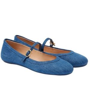 Gianvito Rossi Denim Mary Jane Flats - Blue