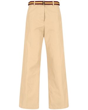 Dries Van Noten Belted Straight-Leg Trousers - Natural