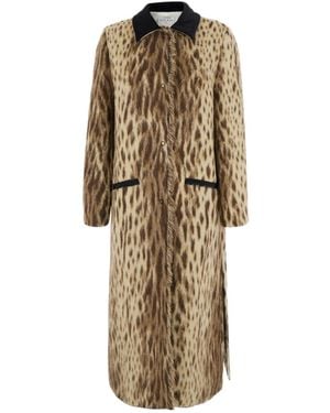 forte_forte Royal Leopard Long Jacquard Coat - Natural