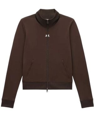 Courreges Embroidered-Logo Tracksuit Jacket - Brown