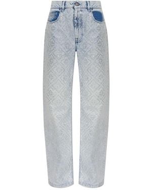 CASABLANCA Embellished Wide-Leg Jeans - Blue