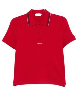 Versace Embroidered-Logo Cotton Pique Polo