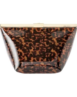 Jimmy Choo Ganache Animal-Print Pvc Clutch - Brown