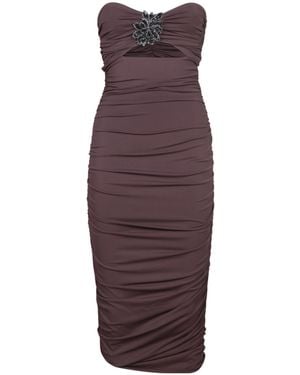 Amen Embellished Strapless Midi Dress - Purple