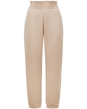 Moncler Logo Embroidered Elastic Waist Trousers - Natural
