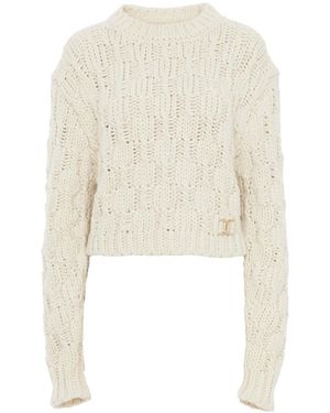 Chloé Chloé Cropped Intarsia Knitted Jumper - White