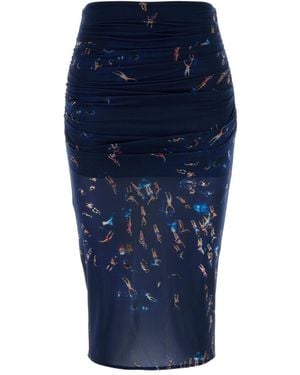 Blumarine Printed Midi Skirt - Blue