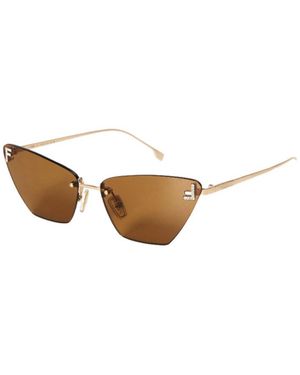 Fendi Rimless Metal Cat Eye Sunglasses - White