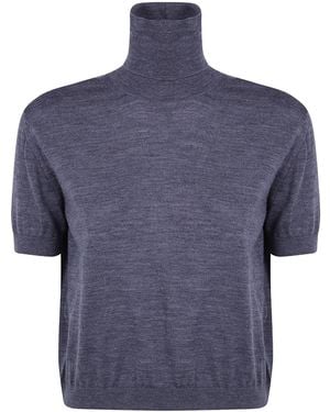 N°21 Short-Sleeve Turtleneck Jumper - Blue