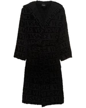 Versace Crystal Hooded Bathrobe - Black