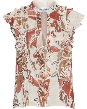 Marella Printed Georgette Top - White