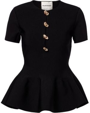 Roland Mouret Embellished Peplum Top - Black