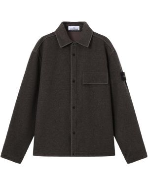 Stone Island Comfort-Fit Snap-Front Overshirt With Chest Pocket - Black