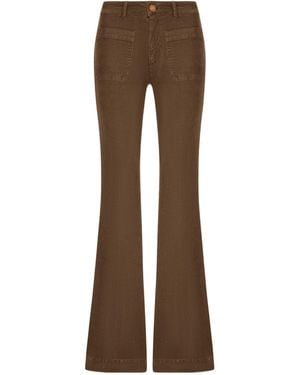 The Seafarer Patch-Pocket Flared Jeans - Brown