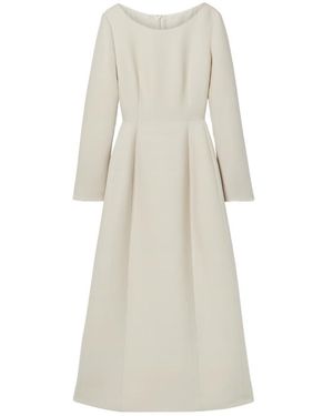 The Row Logo Collar Wool Silk Blend Mid-Length Dress - White