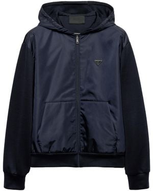 Prada Technical Cotton And Re-Nylon Hoodie - Blue