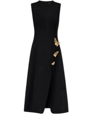 Oscar de la Renta Embellished Wool-Blend Cocktail Dress - Black