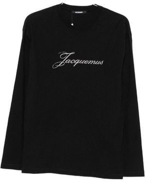 Jacquemus Logo-Print Long-Sleeve T-Shirt - Black