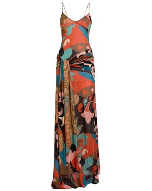 Etro Draped Printed Maxi Dress - White