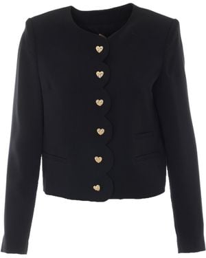 Twinset Heart-Button Casual Jacket - Blue