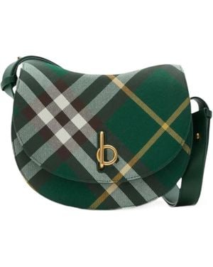 Burberry Medium Rocking Horse Checked Shoulder Bag - Green