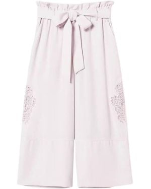 Twinset Cropped Twill Trousers - Pink