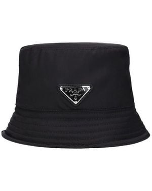 Prada Logo Plaque Bucket Hat - Black