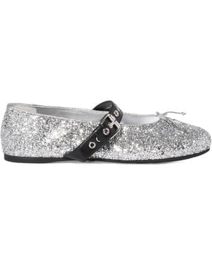 Miu Miu Glitter Ballerinas - White