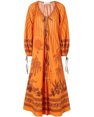 ALÉMAIS Boathouse Graphic-Print Midi Dress - Orange