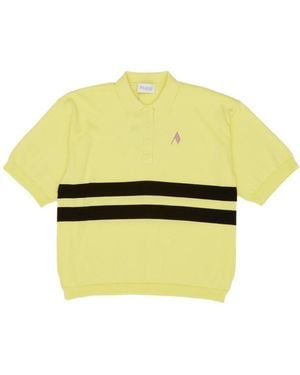 The Attico The Il Primo Bagno Striped Knitted Polo Top - Yellow