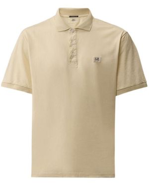 C.P. Company Logo Patch Short Sleeve Polo Shirt - Natural
