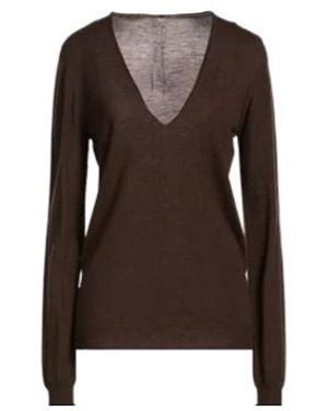 Rick Owens Knitted V-Neck Long Sleeve - Brown