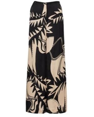 Poupette Clea Printed High-Rise Wide-Leg Pants - Black