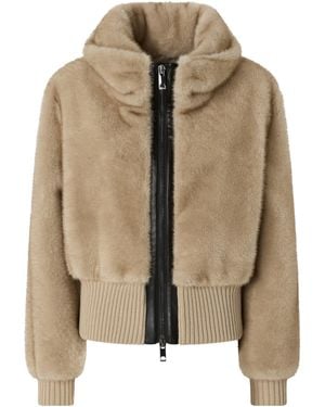 Pinko Bagels Faux Fur Bomber Jacket - Brown