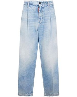 DSquared² Wide-Leg Pleated Jeans - Blue