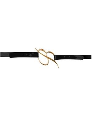 Blumarine Logo Plaque Patent Belt - White