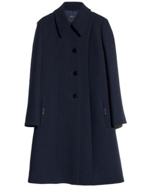 Gucci Wool Natté Coat With Horsebit - Blue