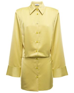 The Attico The Satin Single-Breasted Mini Shirt Dress - Yellow