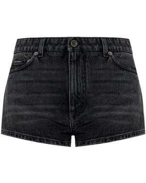 Dolce & Gabbana Logo Plaque Denim Shorts - Black