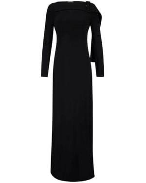 Courreges Buckled Long-Sleeve Maxi Dress - Black