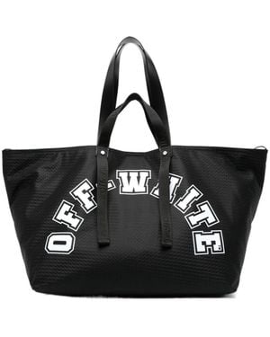Off-White c/o Virgil Abloh Logo Printed Mesh Top Handle Bag - Black