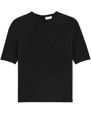 Saint Laurent Crewneck Knitted T-Shirt - Black