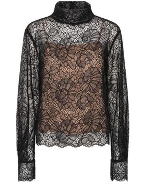 ROTATE BIRGER CHRISTENSEN Lace Long-Sleeve Midi Dress - Black