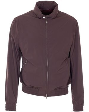 Brunello Cucinelli Elasticated Hem Zipped Bomber Jacket - Purple