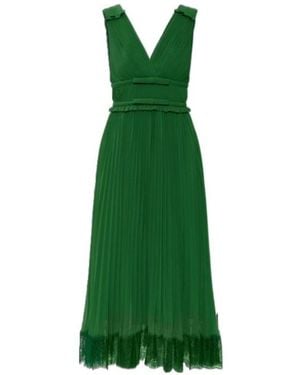 Self-Portrait Chiffon Midi Dress - Green