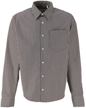 Ami Paris Ami Alexandre Mattiussi Poplin Striped Button-Up Shirt - Gray